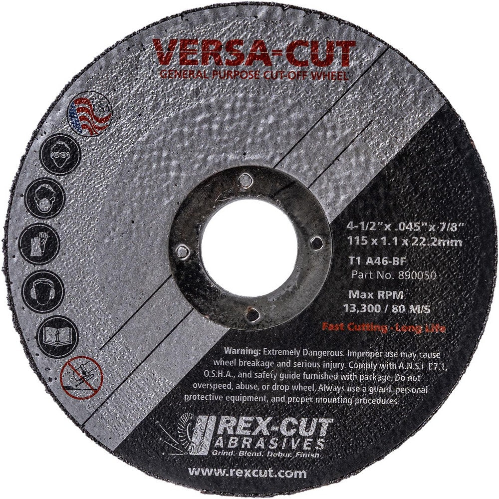 Cutoff Wheel: Type 1, 6" Dia, Aluminum Oxide