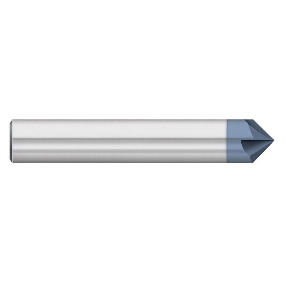 Chamfer Mill: 1/8" Dia, 1/8" Shank Dia, 45.00 deg, 4 Flute, Solid Carbide, Single End