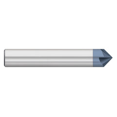 Chamfer Mill: 1/4" Dia, 1/4" Shank Dia, 30.00 deg, 4 Flute, Solid Carbide, Single End