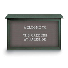 Enclosed Letter Board: 45" Wide, 30" High, Recycled Plastics, Woodland Green