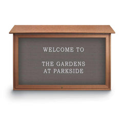 Enclosed Letter Board: 45" Wide, 30" High, Recycled Plastics, Cedar