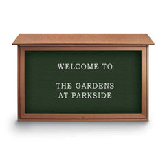 Enclosed Letter Board: 45" Wide, 30" High, Recycled Plastics, Cedar