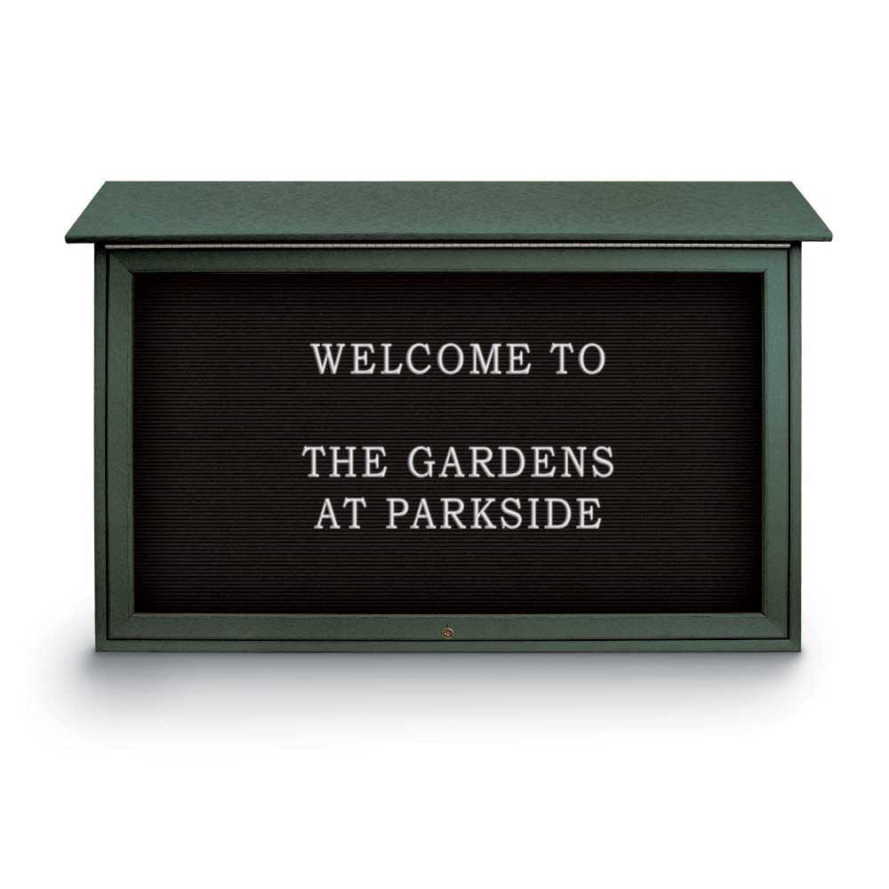 Enclosed Letter Board: 45" Wide, 30" High, Recycled Plastics, Woodland Green