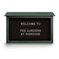 Enclosed Letter Board: 45" Wide, 30" High, Recycled Plastics, Woodland Green