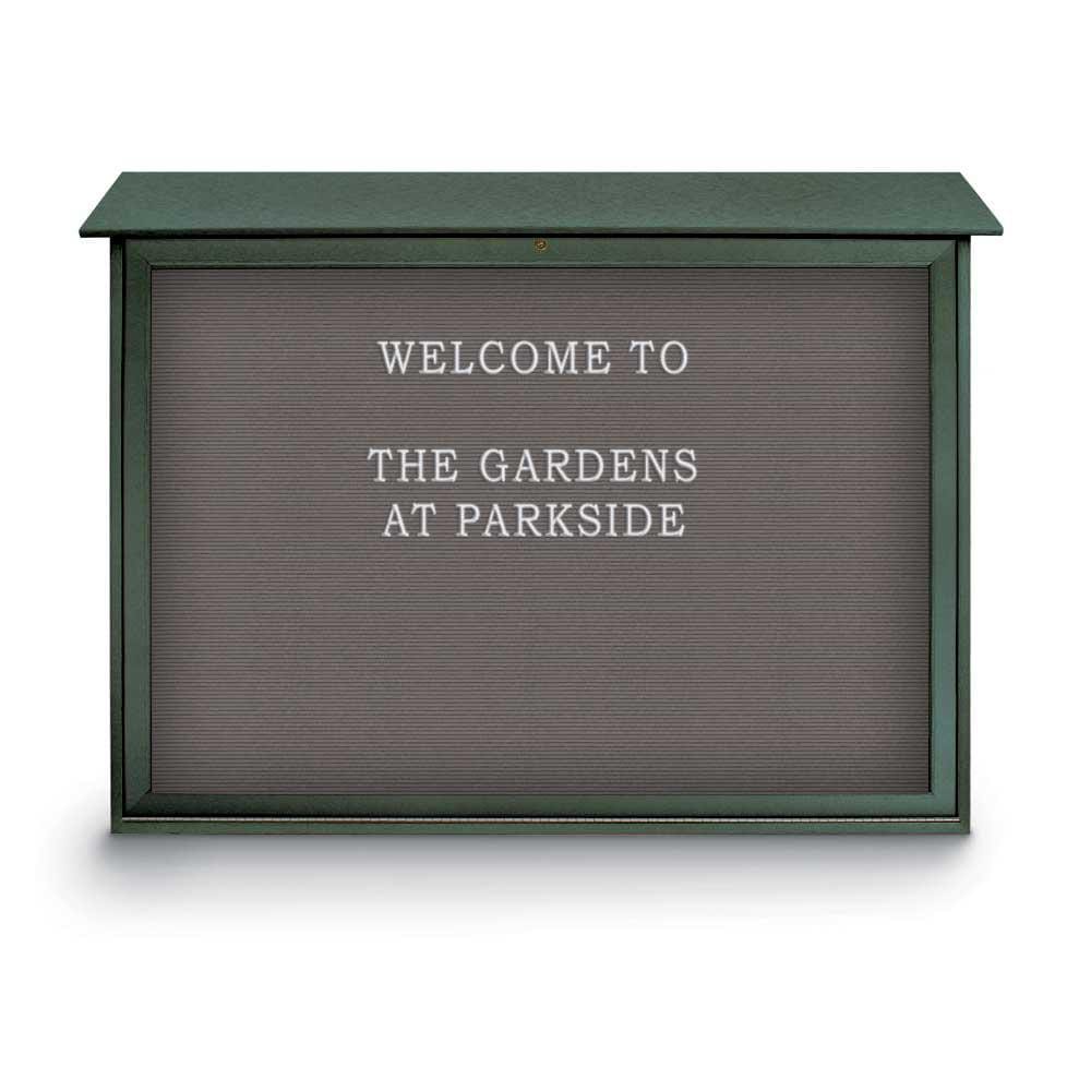 Enclosed Letter Board: 52" Wide, 40" High, Recycled Plastics, Woodland Green