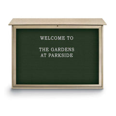 Enclosed Letter Board: 52" Wide, 40" High, Recycled Plastics, Cedar