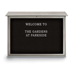 Enclosed Letter Board: 45" Wide, 40" High, Recycled Plastics, Light Gray