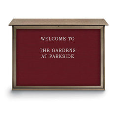 Enclosed Letter Board: 45" Wide, 30" High, Recycled Plastics, Weathered Wood