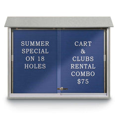 Enclosed Letter Board: 45" Wide, 36" High, Recycled Plastics, Light Gray