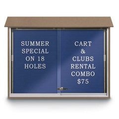 Enclosed Letter Board: 45" Wide, 36" High, Recycled Plastics, Weathered Wood