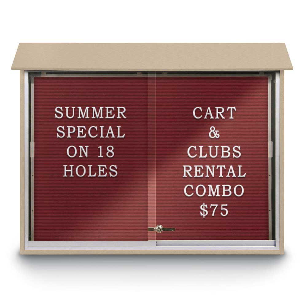 Enclosed Letter Board: 45" Wide, 36" High, Recycled Plastics, Sand