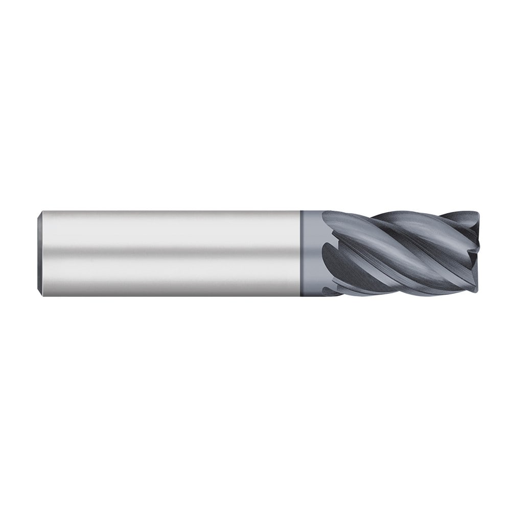 Corner Radius End Mill: 1/4" Dia, 3/8" LOC, 0.0200" Radius, 5 Flute, Solid Carbide