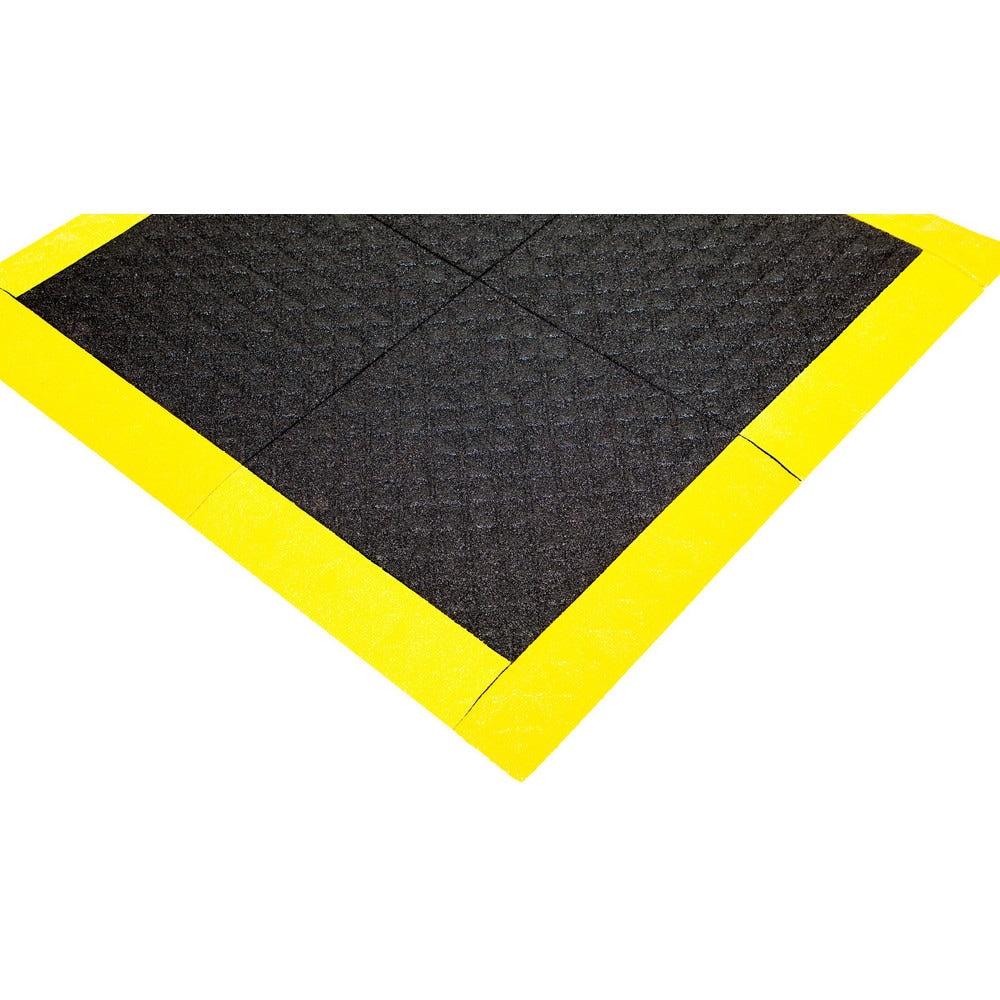 Anti-Fatigue Modular Anti-Fatigue Mat: Dry Environment, 44.0000" Long, 44.0000" Wide, 1" Thick, Beveled & Interlocking Edge, Black & Yellow