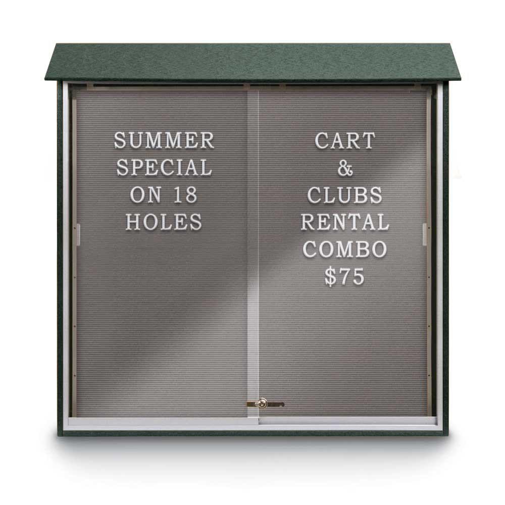 Enclosed Letter Board: 48" Wide, 48" High, Recycled Plastics, Woodland Green