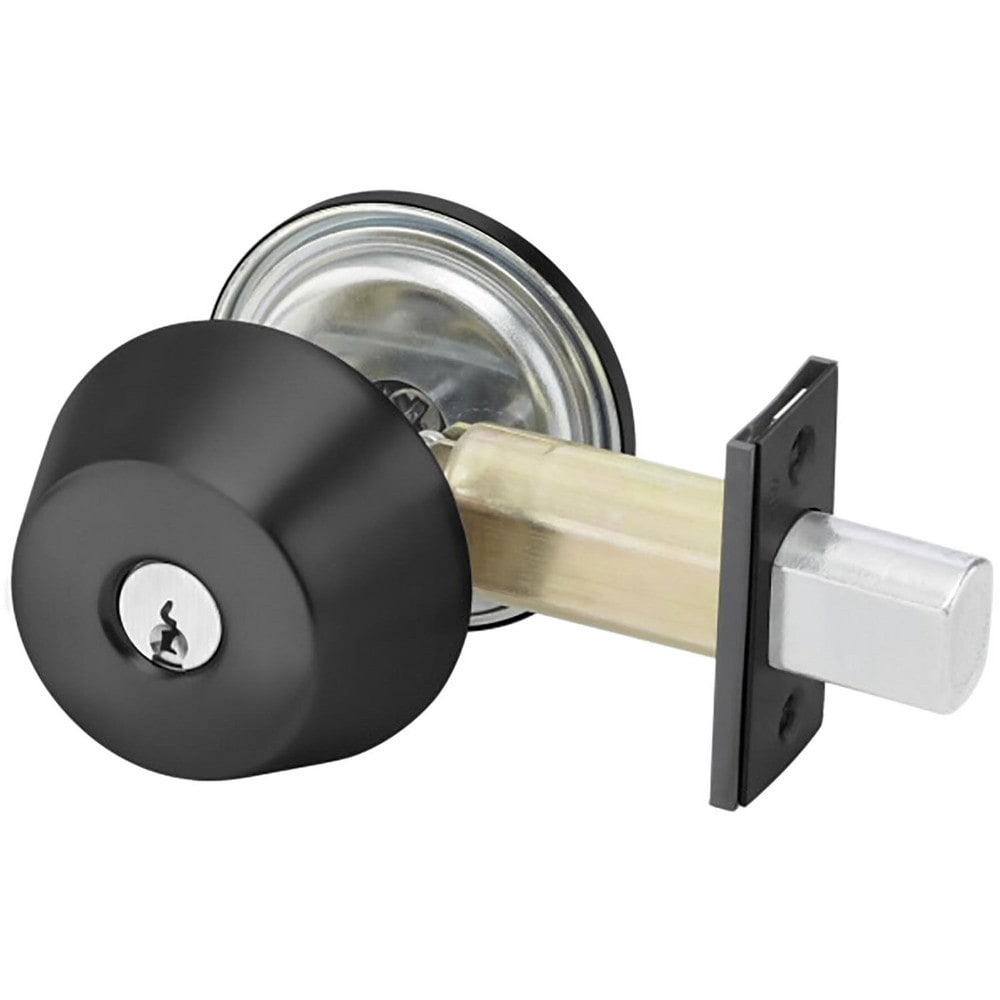 Deadbolts; Deadbolt Type: Deadbolt; Lock Type: Non Keyed; Key Type: Non Keyed; Mount Type: Surface; Material: Brass; Minimum Door Thickness: 1.75 in; Maximum Door Thickness: 2.125; Finish: Black Suede Powder