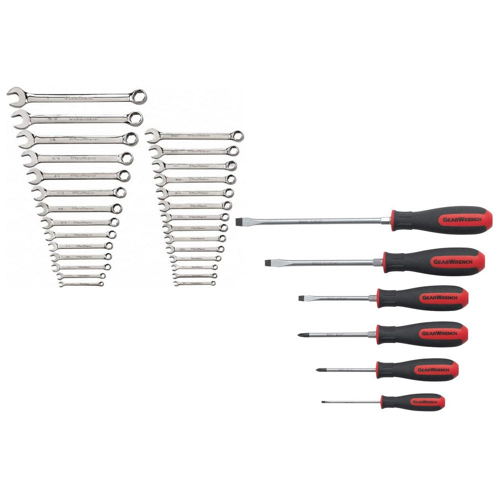 Combination Wrench Set: 34 Pc, Inch & Metric