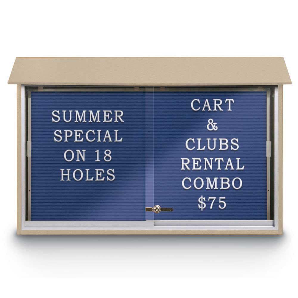 Enclosed Letter Board: 45" Wide, 30" High, Recycled Plastics, Sand