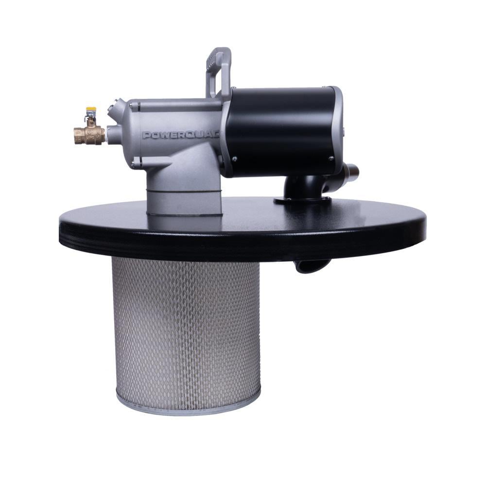 Drum-Top Vacuum Heads; Power Source: Air; Compatible Drum Capacity: 55; Application Type: Wet/Dry Drum Vacuum Head; Filtration Type: Standard; Vacuum Hose Fitting (Inch): 1/2; Vacuum Collection Type: Bagless; Minimum Air Flow: 92; Inlet Air Flow: 60