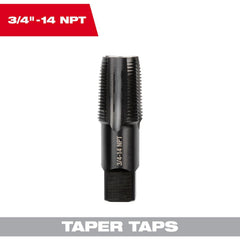 Straight Flute Tap: 3/4-14 NPT, 4 Flute, Taper Chamfer, 2B Class of Fit, High-Carbon Steel, Black Oxide Finish