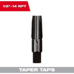 Straight Flute Tap: 1/2-14 NPT, 4 Flute, Taper Chamfer, 2B Class of Fit, High-Carbon Steel, Black Oxide Finish