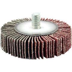 Mounted Flap Wheel: 3" Dia, 1/2" Face Width, 60 Grit, Aluminum Oxide