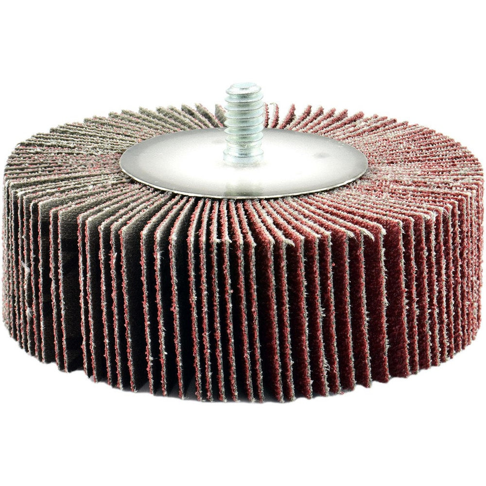 Mounted Flap Wheel: 1-1/2" Dia, 1" Face Width, 120 Grit, Aluminum Oxide