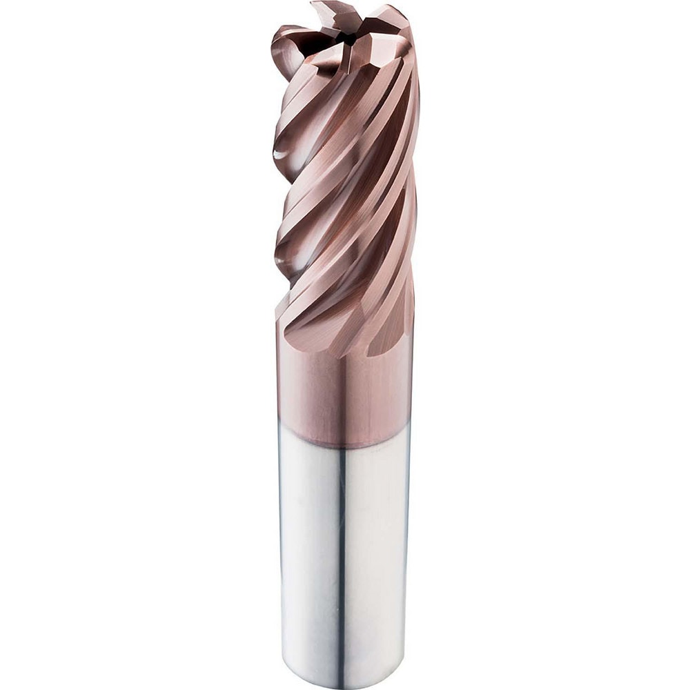 Corner Radius End Mill: 1" Dia, 3" LOC, 0.1900" Radius, 5 Flute, Solid Carbide