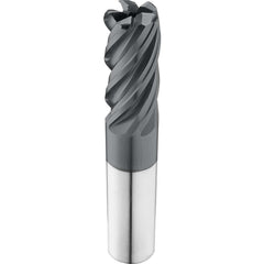 Corner Radius End Mill: 3/4" Dia, 2-1/4" LOC, 0.1900" Radius, 5 Flute, Solid Carbide