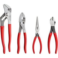 Plier Sets; Plier Type Included: Groove Joint, Slip Joint, Long Nose, Cutting; Container Type: None; Handle Material: Non-Slip Grips; Includes: 4 pliers; Insulated: No; Tether Style: Not Tether Capable