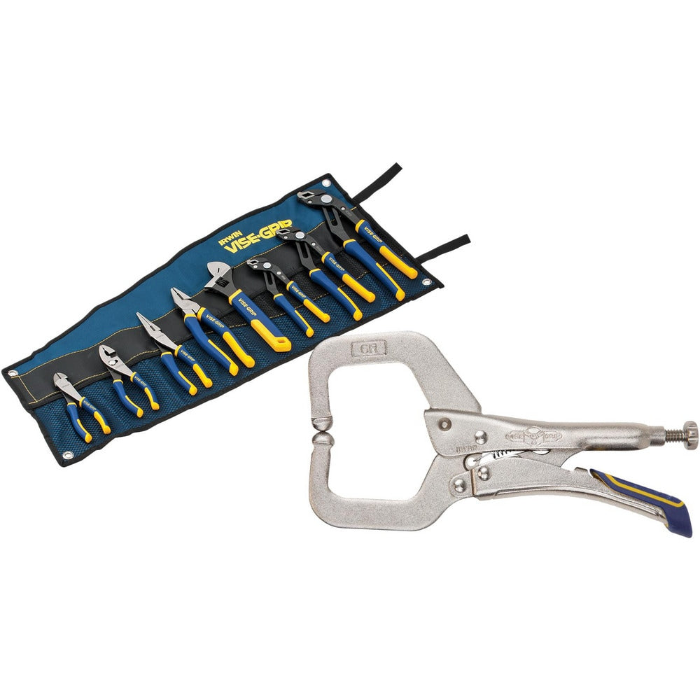 Plier Sets; Plier Type Included: Assortment; Container Type: Tool Roll; Overall Length: 12, 6, 8, 10; Handle Material: Steel, Thermoplastic Rubber; Includes: 8, 10 & 12 in Groove Joint, 8 in Long Nose, 10 in Adjustable Wrench, 8 in Lineman's, 6 in Slip Jo