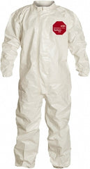 Disposable Coveralls: Chemical & Abrasion Protection, Size 4X-Large, 3.6000 oz, Tychem 4000, Zipper & Stormflaps Closure