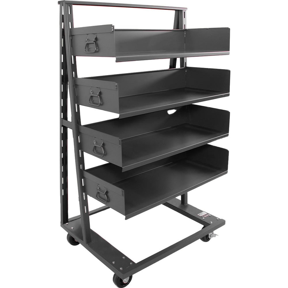 Mobile Work Stands; Stand Type: Mobile A-Frame Lean Tool Cart; Stand Style: A-Frame; Brake Type: Wheel Brake; Leg Style: Fixed; Load Capacity: 2500; Color: Gray; Maximum Height: 63 in