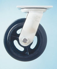 Rigid Top Plate Caster: Mold on Rubber, 5" Wheel Dia, 2" Wheel Width, 675 lb Capacity, 6-1/2" OAH