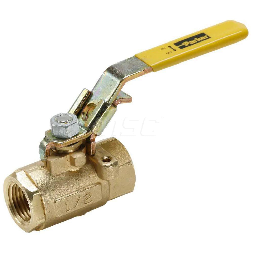 Manual Ball Valve: 1/2" Pipe, Female x Female Port, Brass