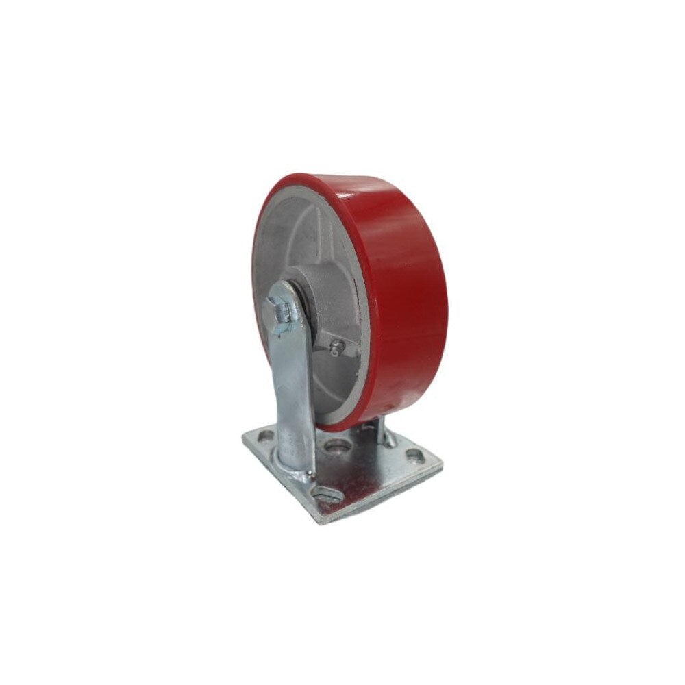 Rigid Top Plate Caster: Polyurethane, 6" Wheel Dia, 2" Wheel Width, 1,200 lb Capacity, 7-1/2" OAH