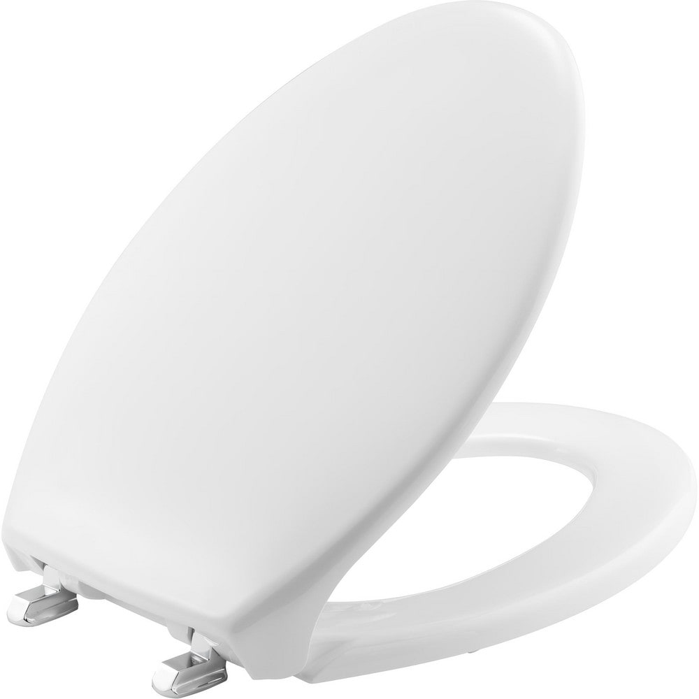 Toilet Seats; Type: Closed, Standard; Style: Elongated; Material: Plastic; Color: White; Outside Width: 14.188 in; Inside Width: 8.1880 in; Hinge Design: Self-Sustaining Check;Stainless Steel; Length (Inch): 18.75 in