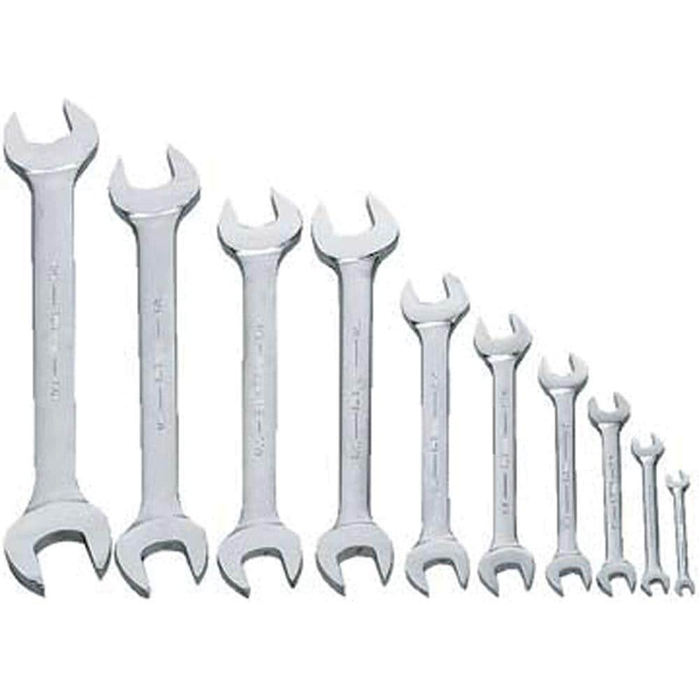 Double Head Open End Wrench Set: 10 Pc, Inch