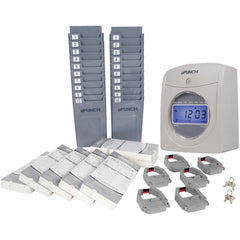 Time Clocks & Time Recorders; Punch Type: Electronic; Power Source: Electric; Display Type: LCD Display; Material: Plastic; Records: Attendance; Color: White, Light Gray