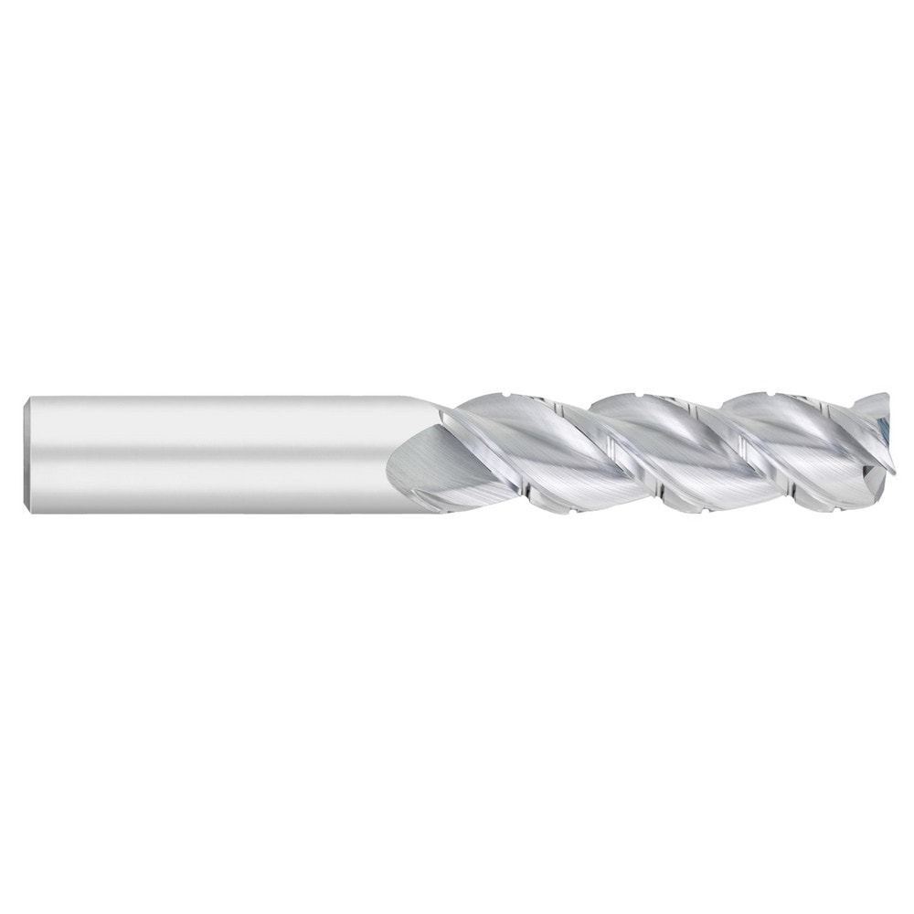 Corner Radius End Mill: 1/8" Dia, 3/4" LOC, 0.0100" Radius, 3 Flute, Solid Carbide