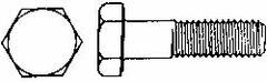 Hex Head Cap Screw: M22x2.5, 50.00 mm Length Under Head, Grade 8.8 Steel, Zinc Finish