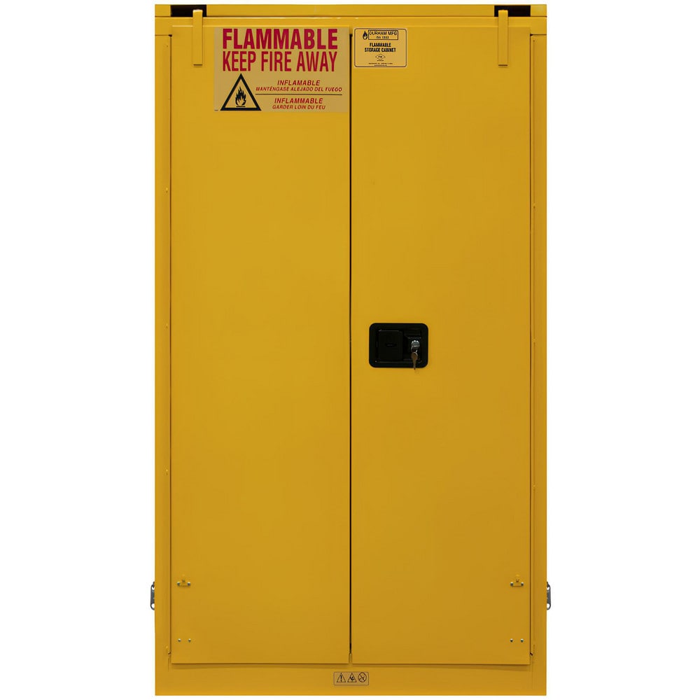 Flammable & Hazardous Storage Cabinets:  60.000 gal Drum, 2.000 Door,  2 Shelf,  Self Closing,  Safety Yellow