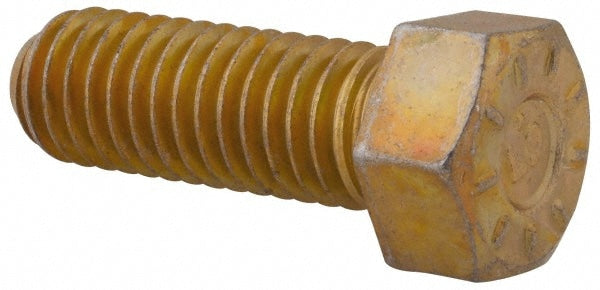 Hex Head Cap Screw: 7/16-14, 1-1/4" Length Under Head, Grade L9 Steel, Yellow Zinc Dichromate Finish