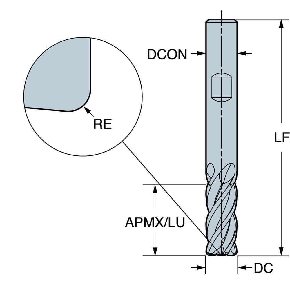 .060 x 1/8 x .090 LOC x 2-1/2 OAL (.180'' Reach) 3 Flute Miniature Solid Carbide Ball Nose End Mill-AlTiN