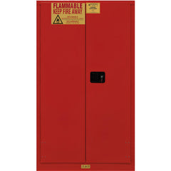 Flammable & Hazardous Storage Cabinets:  60.000 gal Drum, 2.000 Door,  2 Shelf,  Manual Closing,  Red