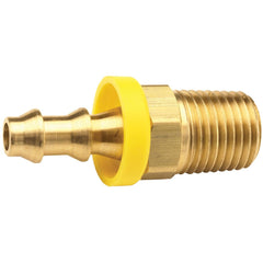 Barbed Push-On Hose Fittings; Fitting Type: Male; Inside Diameter (Inch): 1/2; Material: Brass; Thread Standard: NPTF; Thread Size: 1/2-14; Barb Size: 1/2