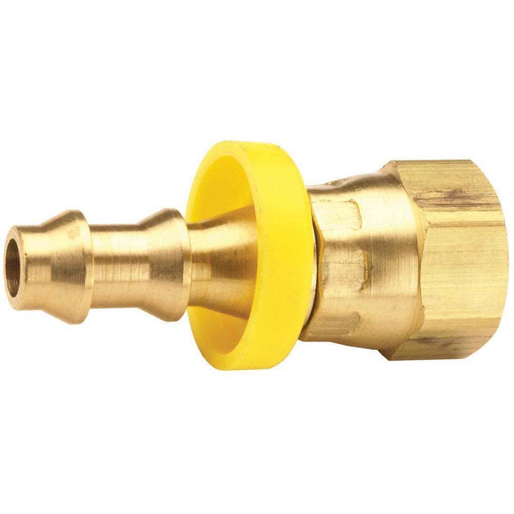 Barbed Push-On Hose Fittings; Fitting Type: Female Swivel; Inside Diameter (Inch): 3/8; Material: Brass; Thread Standard: UNF; Thread Size: 3/4-16; Barb Size: 3/8