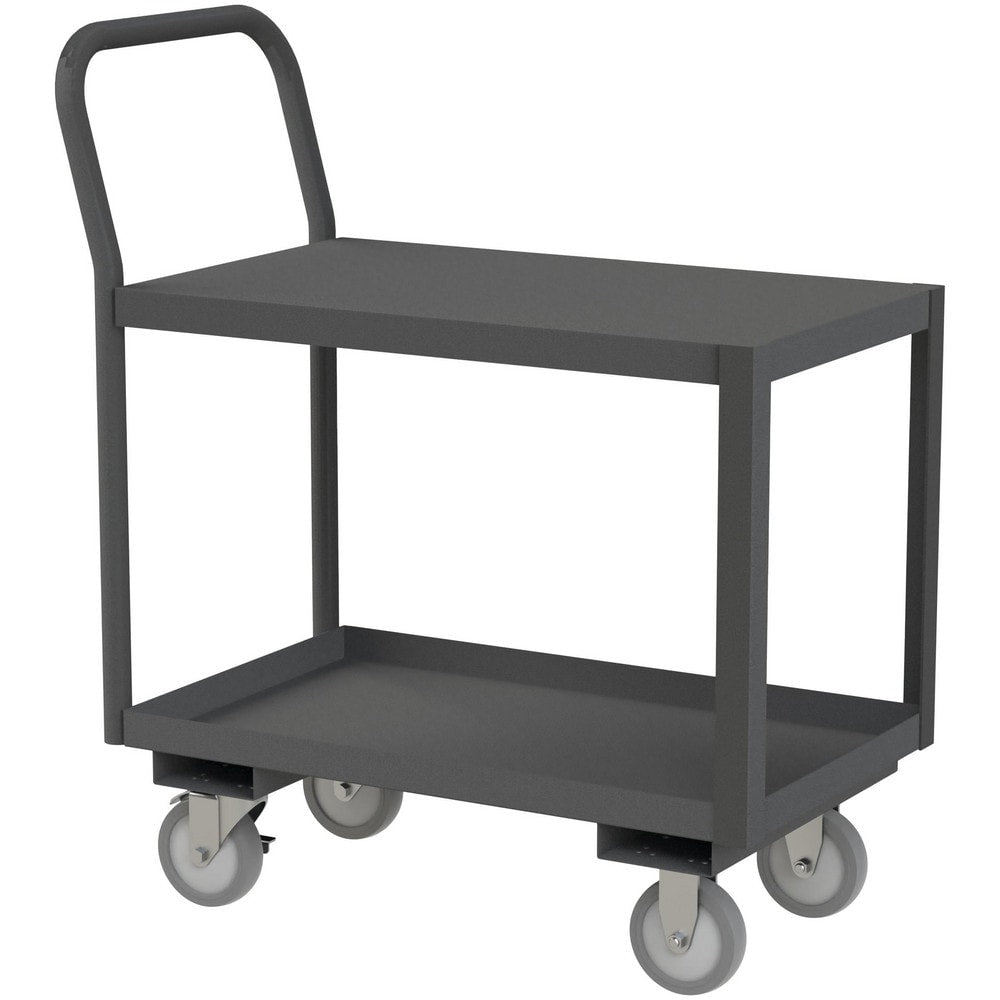 Low Deck Utility Cart: 30" Long, 18-1/4" Wide, Steel, 1200 lb Capacity, Gray