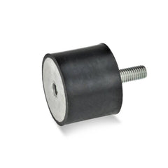 Vibration Isolators; Isolator Type: Plate/Stud; Insert Material: Zinc-Plated Steel; Isolator Material: Natural Rubber; Maximum Load Capacity: 435.00 N; Top Diameter: 20.00; Bottom Diameter: 20; Thread Size: M6x1; Overall Width: 20 mm