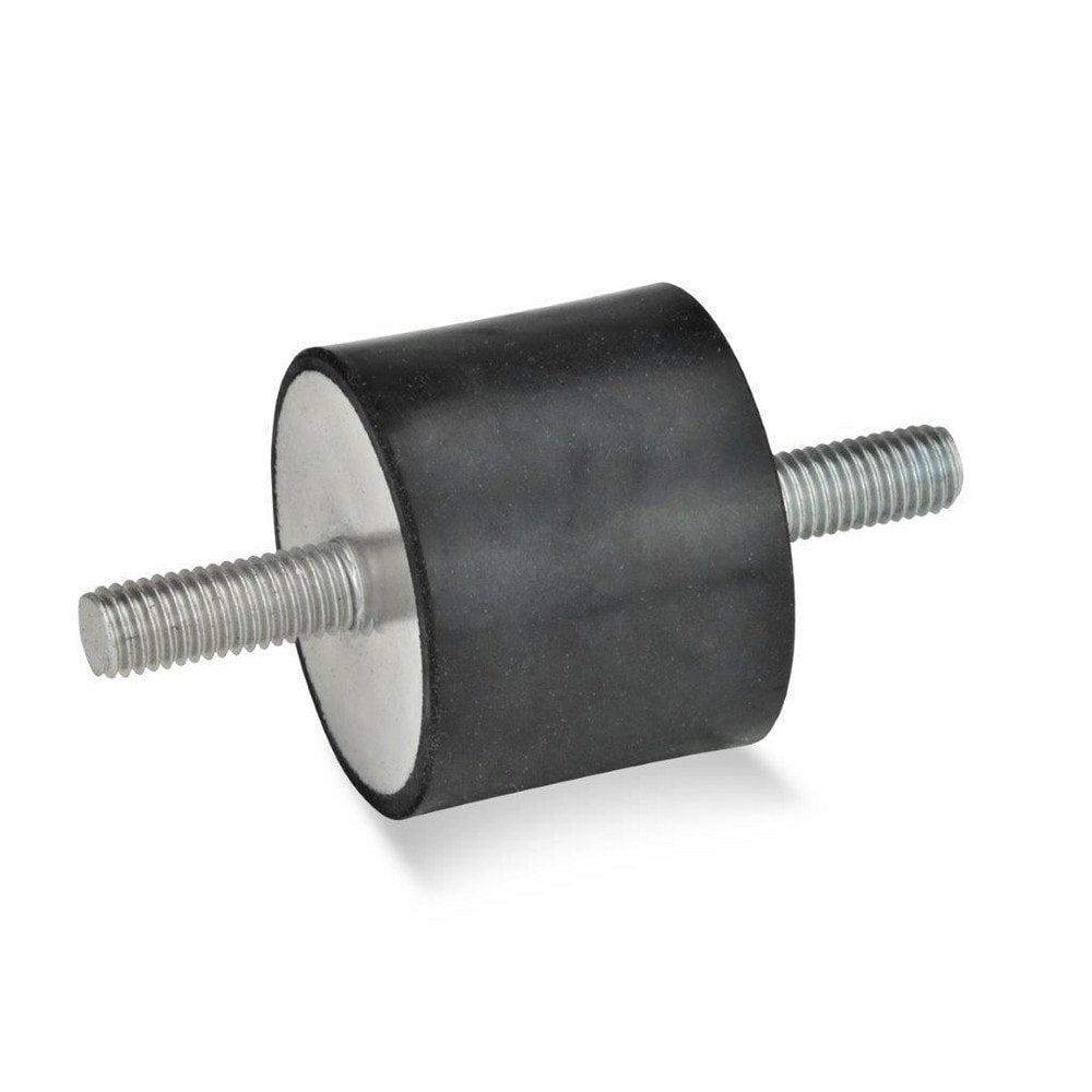 Vibration Isolators; Isolator Type: Stud/Stud; Insert Material: Zinc-Plated Steel; Isolator Material: Natural Rubber; Maximum Load Capacity: 930.00 N; Top Diameter: 30.00; Bottom Diameter: 30; Thread Size: M8x1.25; Overall Width: 30 mm