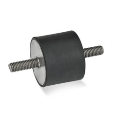 Vibration Isolators; Isolator Type: Stud/Stud; Insert Material: Stainless Steel; Isolator Material: Natural Rubber; Maximum Load Capacity: 235.00 N; Top Diameter: 15.00; Bottom Diameter: 15; Thread Size: M4x0.7; Overall Width: 15 mm